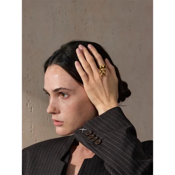 Bague à Breloques Cubes Dorées
