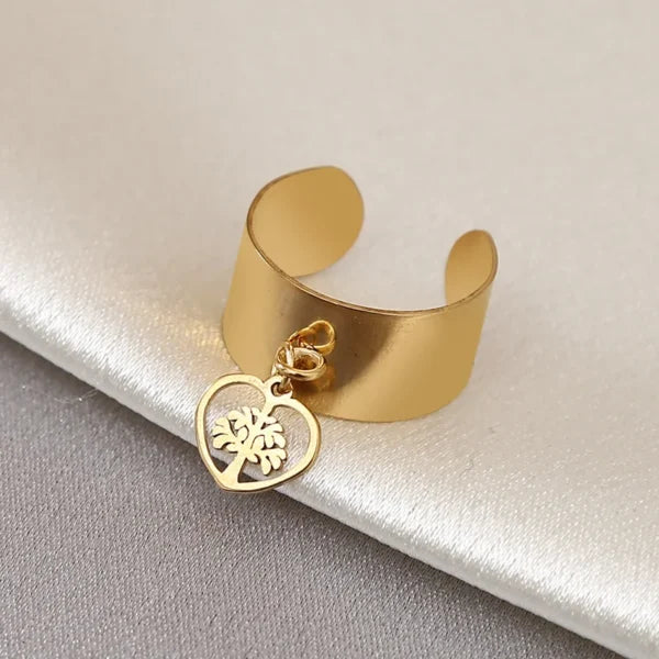 Bague Breloque Arbre de Vie Doré