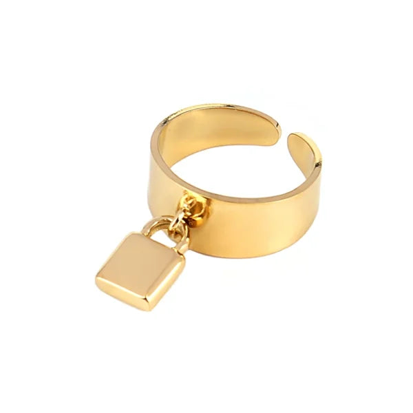 Bague Breloque Cadenas Doré