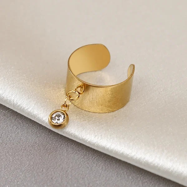 Bague Breloque Cristal Doré