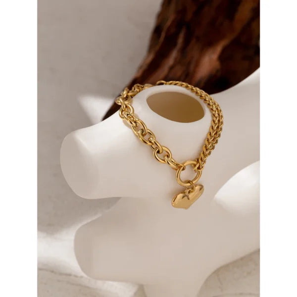 Bracelet Breloque avec Cœur Doré
