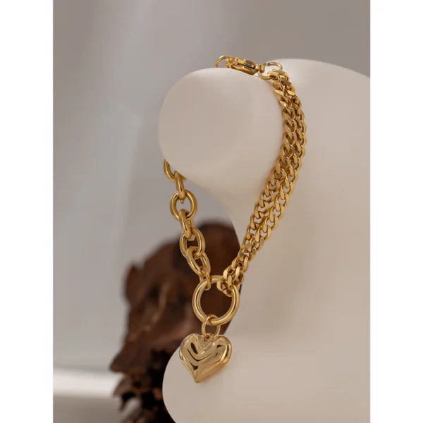 Bracelet Breloque avec Cœur Doré