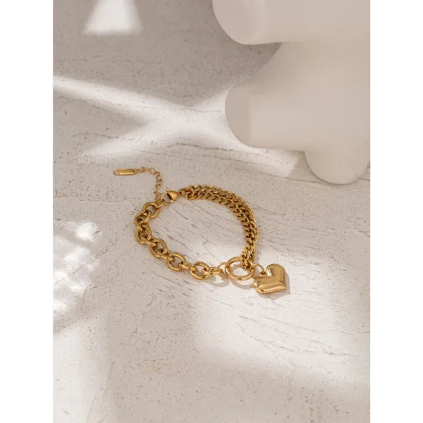 Bracelet Breloque avec Cœur Doré