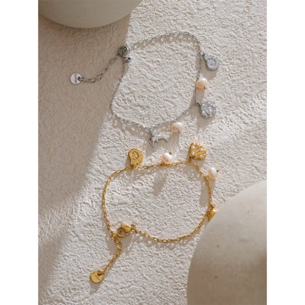 Bracelet Breloques Éclats Marins avec Perles