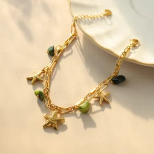 Bracelet Breloque Étoile de Mer Dorée