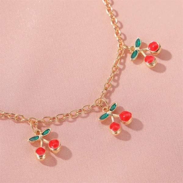 Bracelet à Breloques Cerises Dorées