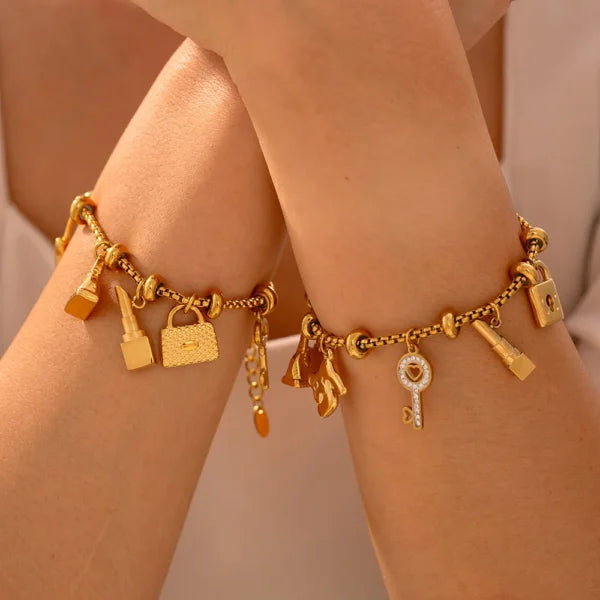 Bracelet Breloque Clé Brillante