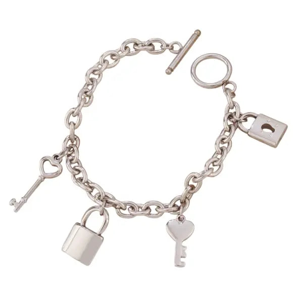 Bracelet Breloque Argenté Cadenas d'Amour