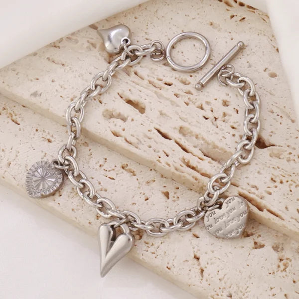 Bracelet Breloque Cœur Argenté