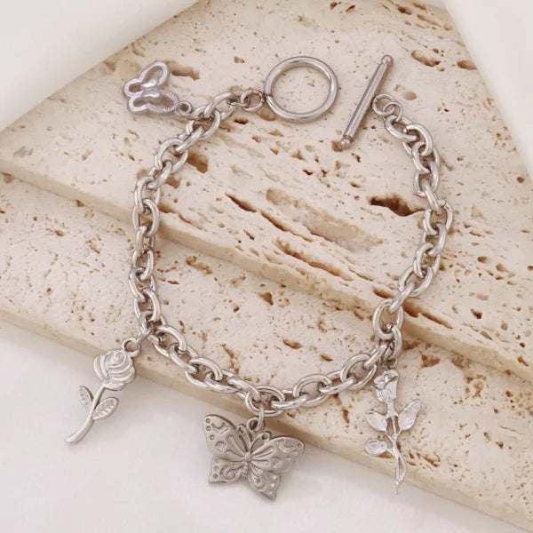 Bracelet Breloque Papillon Argenté