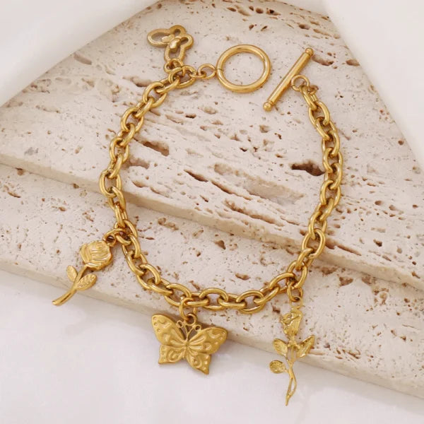 Bracelet Breloque Papillon Doré