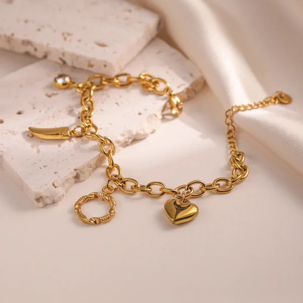 Bracelet Breloque Doré Passion Éclatante