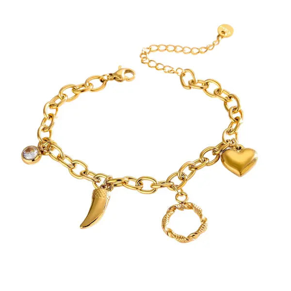 Bracelet Breloque Doré Passion Éclatante