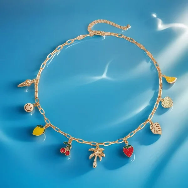 Collier Breloque Doré avec Palmier