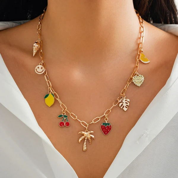 Collier Breloque Doré avec Palmier