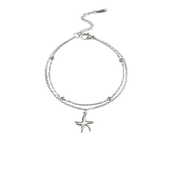 Double bracelet breloque Étoile Argenté