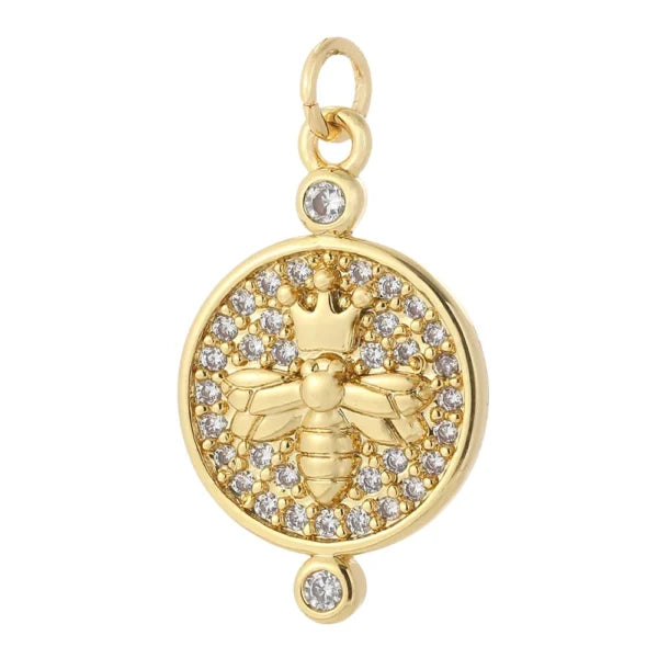 Breloque Médaille Dorée Reine des Abeilles