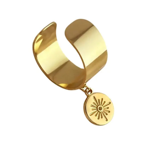 Bague à Breloques Dorée avec Médaille Étoilée