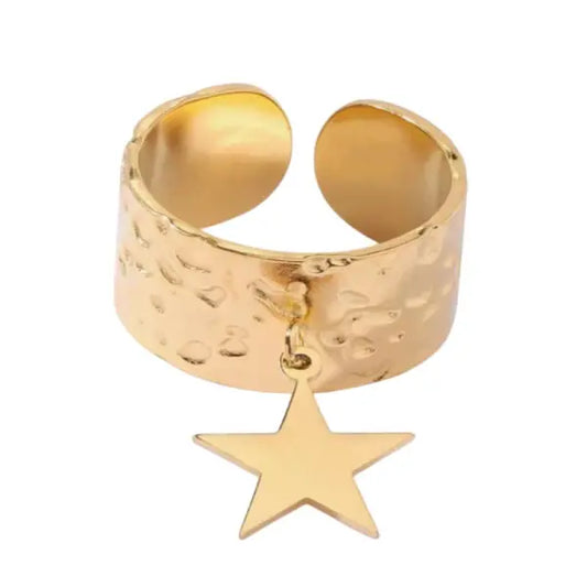 Bague Breloques Étoile Dorée Élégante