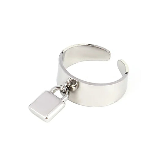Bague Breloque Cadenas Argentée Chic
