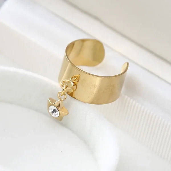 Bague Breloque Étoile Dorée et Cristal