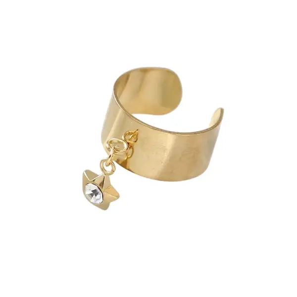 Bague Breloque Étoile Dorée et Cristal
