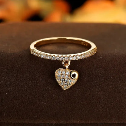Bague Breloque Cœur Doré Élégant
