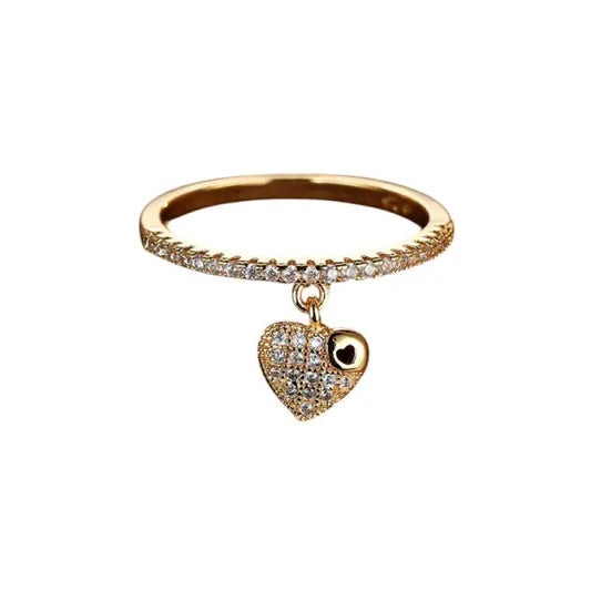 Bague Breloque Cœur Doré Élégant