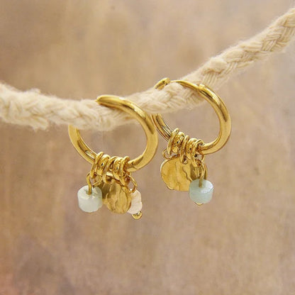 Boucles d'oreilles breloques Dorées et Nacre