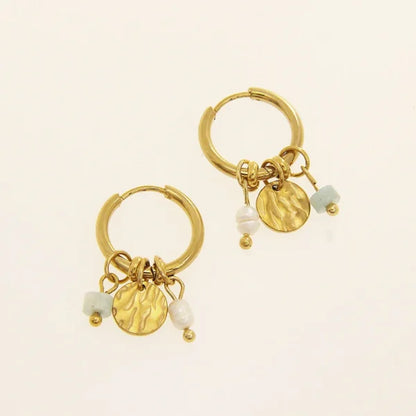 Boucles d'oreilles breloques Dorées et Nacre