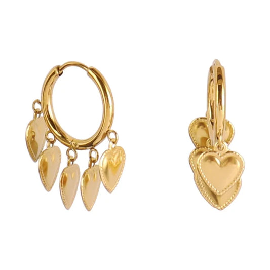 Boucles d’oreilles Breloques Cœurs Dorés