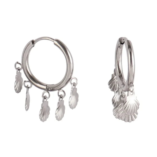 Boucles d’oreilles avec Breloques Coquillages Argentés