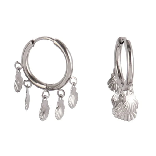 Boucles d’oreilles avec Breloques Coquillages Argentés