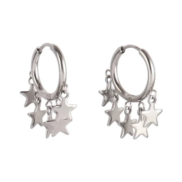 Boucles d’oreilles Breloques Étoilées Argentées