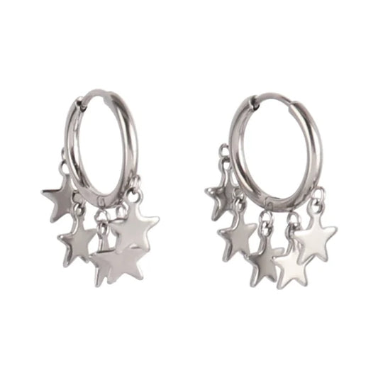 Boucles d’oreilles Breloques Étoilées Argentées