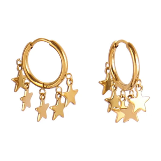 Boucles d’oreilles Breloques Étoiles Dorées