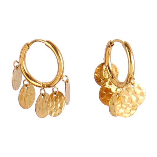 Boucles d’oreilles Médailles Dorées et Martelées