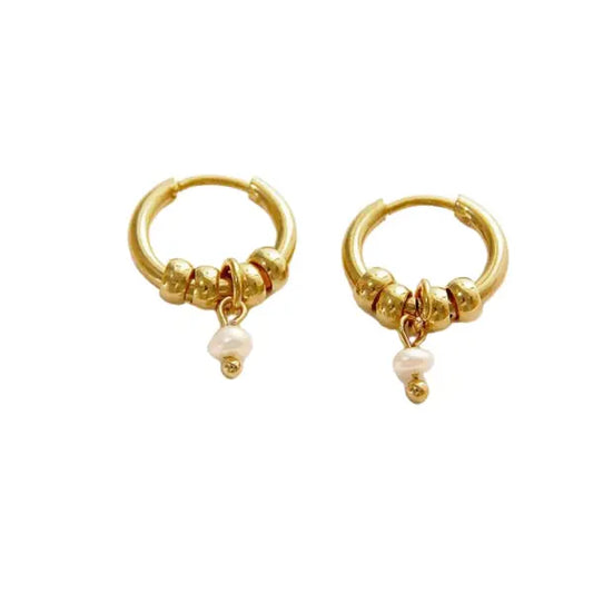 Boucles d’oreilles Breloque avec Perle Blanche