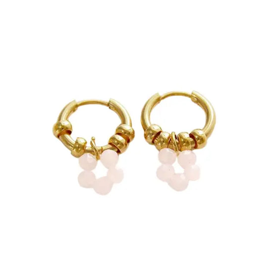 Boucles d'oreilles Créoles à Breloques Roses