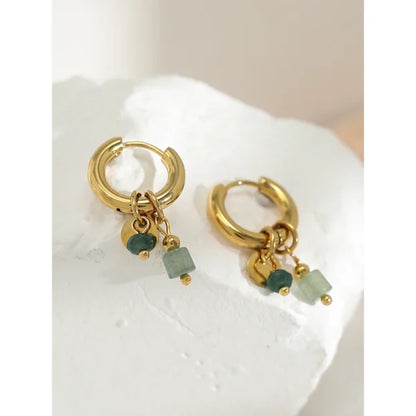 Boucles d’oreilles Créoles à breloques Vertes