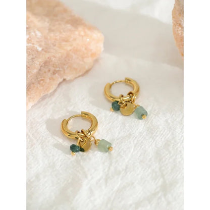 Boucles d’oreilles Créoles à breloques Vertes