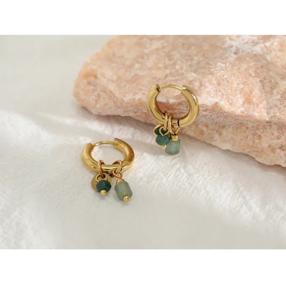 Boucles d’oreilles Créoles à breloques Vertes