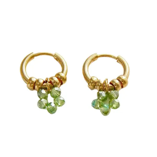 Boucles d’oreilles Créoles à Breloques Vertes