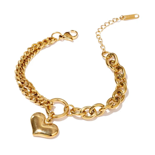 Bracelet Breloque avec Cœur Doré