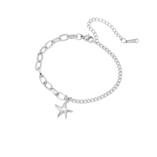 Bracelet Breloque Étoile Marine Argentée