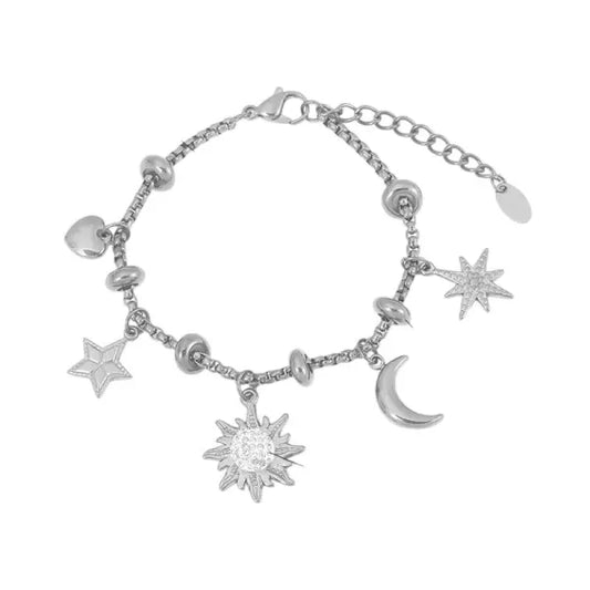 Bracelet à breloques Argenté Étoile Scintillante