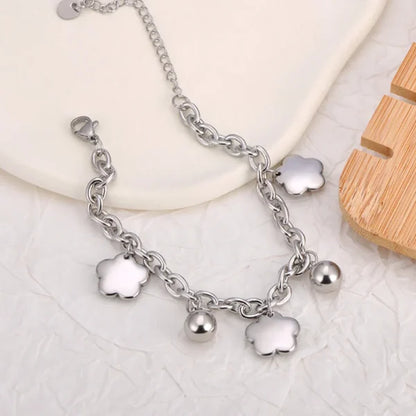 Bracelet à Breloques Argenté Trèfles et Grelots
