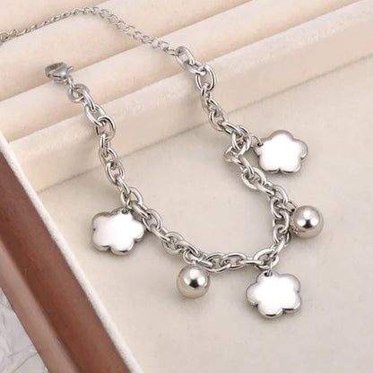 Bracelet à Breloques Argenté Trèfles et Grelots