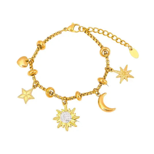 Bracelet à Breloques Doré Étoile Scintillante
