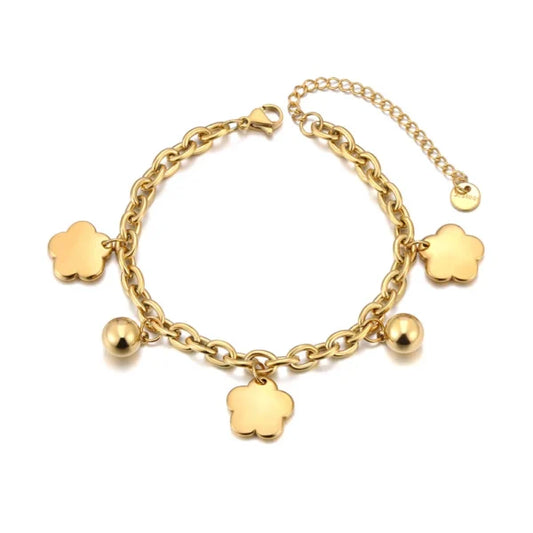 Bracelet à breloques Trèfles et Grelots Dorés